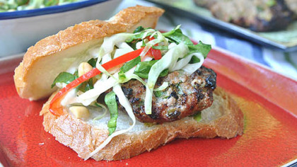 Thai Turkey Burger with Asian Slaw.