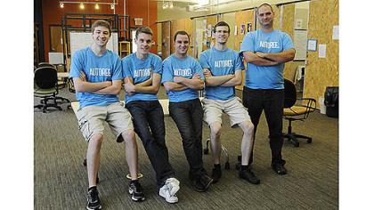 From left, Autoref.com lead designer Dillon Grove, sales manager Neil Howard, product marketing manager Michael Bailey, chief technical officer Craig Younkins and CEO Mike Pena.