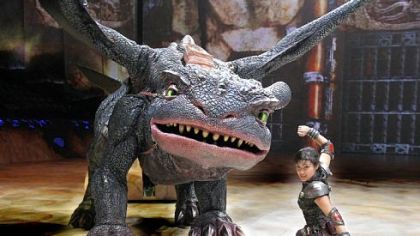 Toothless the dragon with Gemma in "How to Train Your Dragon."