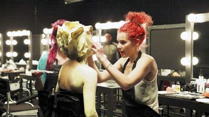 Alana  Schiro, right, works on the first challenge of "Face-Off's" new season.