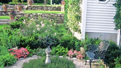 A small garden designed by Gordon Hayward for a client. He says it shows that small buildings can anchor small gardens.