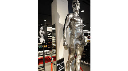 To promote its David Beckham line of clothes and underwear, Swedish retail chain H&M is displaying larger-than-life statues of the soccer star in several cities, including Los Angeles.