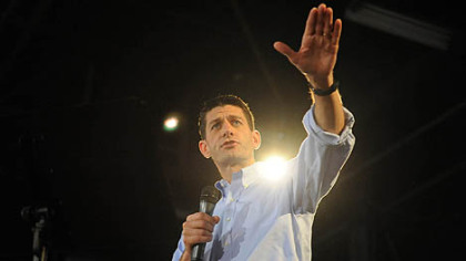 Paul Ryan, the Republican vice presidential candidate, speaks at a rally at Beaver Steel Services Inc. today.