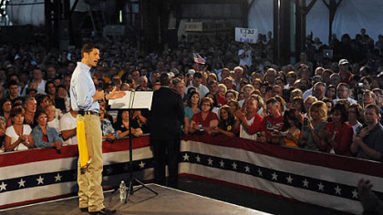 GOP vice presidential candidate Paul Ryan speaks at a rally at Beaver Steel Services in Rosslyn Farms.