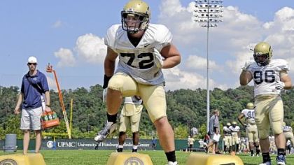 Pitt's Jack Lippert goes through drills Tuesday at practice on the South Side.