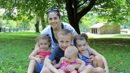 Sarah Mangan with her kids at the Carnegie Park.
