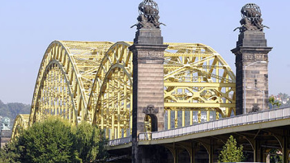 The 16th Street Bridge as seen from Smallman Street in the Strip District.