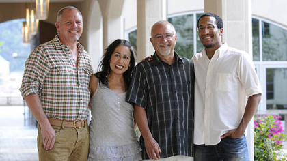 Members of the New City Church: worship leaders Greg and Rebecca Sparks, the Rev. Rodger Woodworth and pastoral assistant of campus ministry Michael Thornhill.