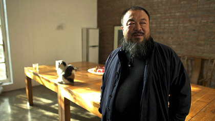 Chinese artist Ai Weiwei at his home studio in the film "Ai Weiwei: Never Sorry."