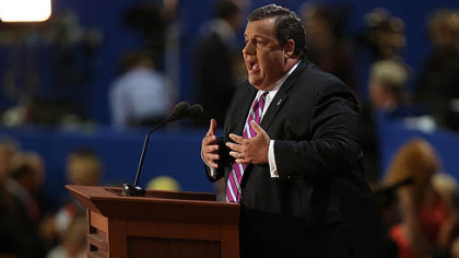 New Jersey Gov. Chris Christie delivers the keynote address during the Republican National Convention in Tampa, Fla.