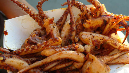 Squid tentacles at the Richmond Night Market.