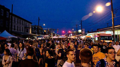 View of The Food Trust's  Night Market in Philadelphia.