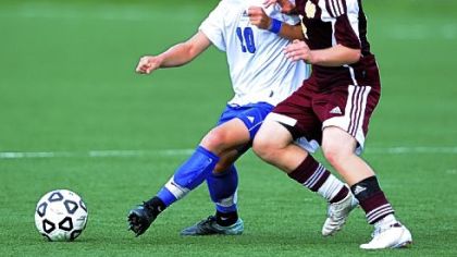 Senior Mike Pcholinsky, left, beating Steel Valley's Jake Milke to the ball during a match last season, leads a group of nine returning starters for the South Park boys soccer team.