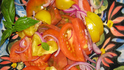 Tomato, Red-Onion and Basil Salad