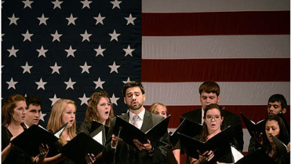 The Clearwater Christian College Cantorum performs on Sunday for the Faith and Freedom Coalition event in Tampa.