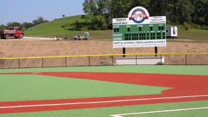 The scoreboard at the new Rotary Miracle Sports Complex in Murrysville.