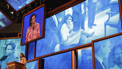 Former Secretary of State Condoleezza Rice addresses the Republican National Convention in Tampa, Fla.