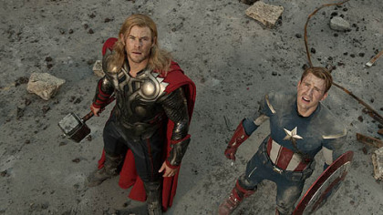 "Marvel's The Avengers" with Thor(Chris Hemsworth) and Captain America(Chris Evans).