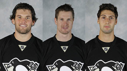 The Penguins have re-signed their final three restricted free agents, from left, left winger Eric Tangradi and defensemen Alex Grant and Robert Bortuzzo. All accepted two-way deals, which pay a reduced salary when the player is with the team's AHL affiliate in Wilkes-Barre.
