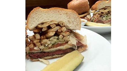 Chef Mike Poiarkoff's Pittsburgh-style Sandwich at Brooklyn restaurant Char No. 4.