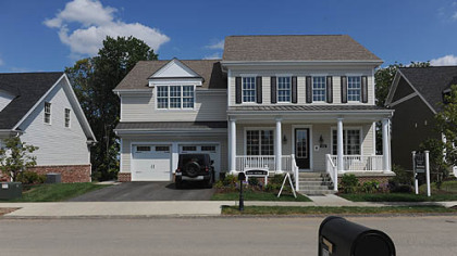 The exterior of a model home in the Newbury plan in South Fayette, which is priced at $615,060.