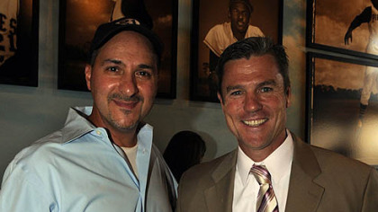Museum owner and curator Duane Rieder with Pittsburgh Pirates president Frank Coonelly.