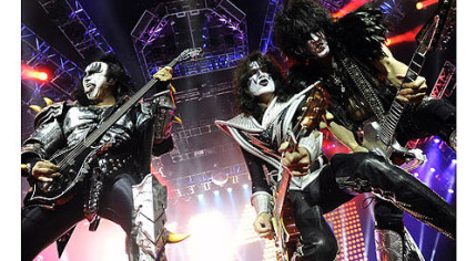 Gene Simmons, Tommy Thayer and Paul Stanley perform with KISS at First Niagara Pavilion Sunday night.