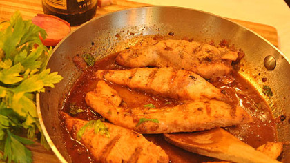 Chicken with Honey-Beer Sauce.
