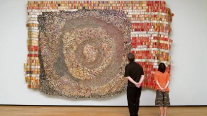 "Dzesi II," 2006, by El Anatsui in the collection of the Akron Art Museum.