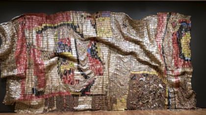 "Earth's Skin," 2009, aluminum and copper wire, 177 x 394 inches.