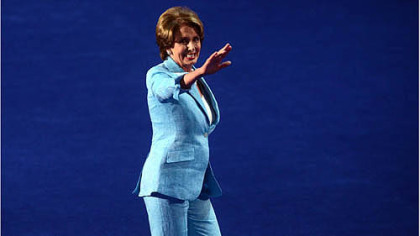House Minority Leader Nancy Pelosi  leaves the stage after speaking on day two of the Democratic National Convention in Charlotte, N.C.