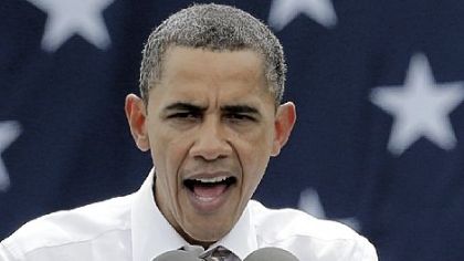 President Barack Obama speaks during a campaign stop in Des Moines, Iowa.