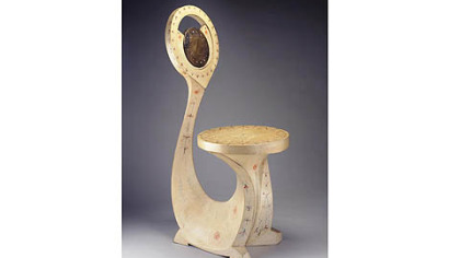 Carlo Bugatti's Cobra Chair, 1902, will be part of the Carnegie Museum of Art's "Inventing the Modern World: Decorative Arts at the World's Fairs, 1851-1939" exhibit opening Oct. 12. The parchment-covered wood with paint, pencil and copper piece was shown at the Prima Esposizione Internazionale d'Arte Decorativa Moderna, Turin, in 1902.
