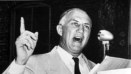 Sen. Strom Thurmond in 1957, setting the filibuster record of 24 hours, 18 minutes. His cause: to oppose civil rights legislation.