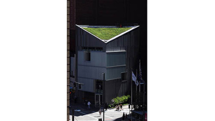 The "green" rooftop of a newly renovated building along Liberty Avenue near Sixth Street can be seen from the  fourth-floor garden at Fifth Avenue Place.