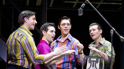 From left, Brandon Andrus, Brad Weinstock, Jason Kappus and Colby Foytik star in "Jersey Boys," playing Tuesday through Sept. 23 at the Benedum Center.