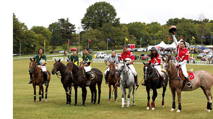 Members of the Virginia International Polo Club from Upperville, Va., and the Potomac Polo Club of Poolesville, Pa.