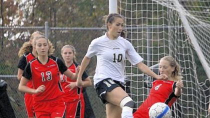 Senior midfielder Carly Seneca, controlling the ball against Fox Chapel during a match last season, leads Gateway in scoring with five goals in three games.