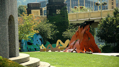 "Pittsburgh Variations" by George Sugarman, located between the Roberto Clemente and Andy Warhol bridges on the North Shore, is one of five public artworks Attack Theatre will visit during its "Some Assembly Required: Public" series.