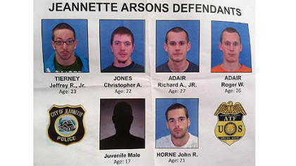 Five adults and a juvenile were arrested for a string of arsons in Jeannette.