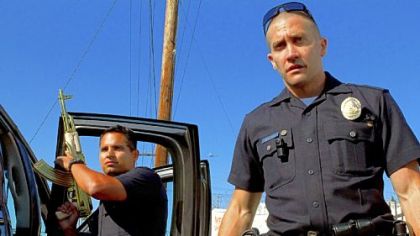 Michael Pena and Jake Gyllenhaal star as police officers in "End of Watch."