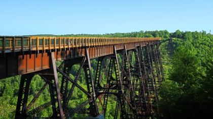 The Kinzua Sky Walk lets visitors walk out 600 feet into the Kinzua Gorge.