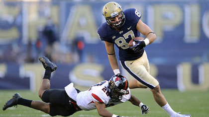 Pitt's Mike Shanahan pushes away Gardner-Webb's Drew White in the second quarter.