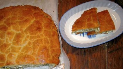 A gorgeous treat -- Spicy Swiss Chard and Feta Cheese Pie in Yogurt Pastry Dough.