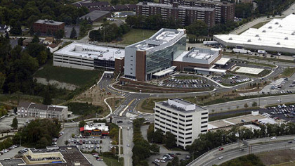 This is an aerial photograph UPMC East Hospital in Monroeville taken on Monday, Sept. 17, 2012.