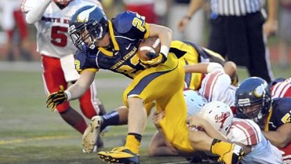 Central Catholic running back Luigi Lista-Brinza has been slowed by an ankle injury and is listed as questionable to play tonight.