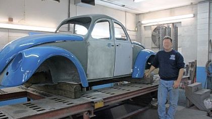 Al Furney says the distinctive '60s double-front VW Beetle is being patched up and will return as the Route 66 landmark.