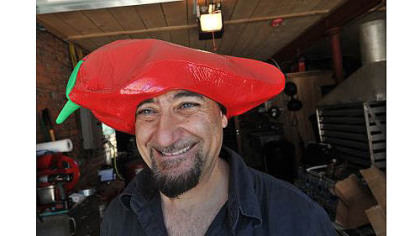 Nick DiCio of Reyna Foods and White Oak Farm, in is chile toque.