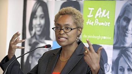 Melanie Harrington, CEO of Vibrant Pittsburgh, spoke about a new initiative to attract Hispanics to the area and is using the Pittsburgh Promise as an example of opportunities offered here that might interest prospective residents.