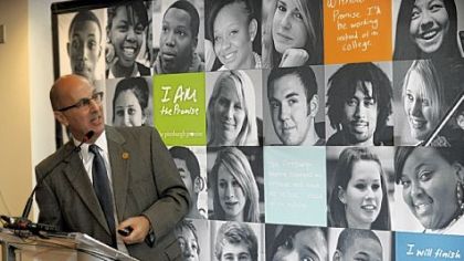 Executive director Saleem Ghubril hosted the Pittsburgh Promise's fourth annual Report to the Community on Thursday at the American Eagle headquarters in the South Side.